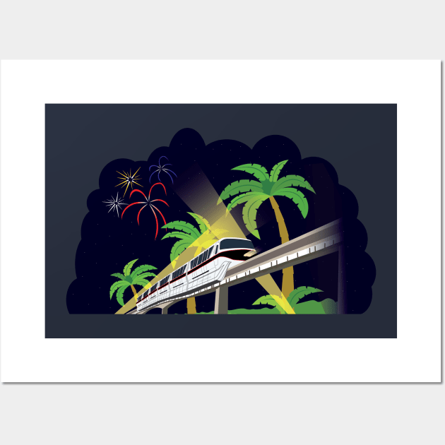 WDW Monorail at Night Wall Art by JDesigns77